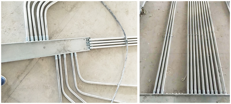 管道預(yù)埋-鋼管壁厚均勻,合理架構(gòu)連接緊密,管口光滑,護(hù)口齊全,整齊美觀。 管道預(yù)埋-鋼管壁厚均勻,合理架構(gòu)連接緊密,管口光滑,護(hù)口齊全,整齊美觀。