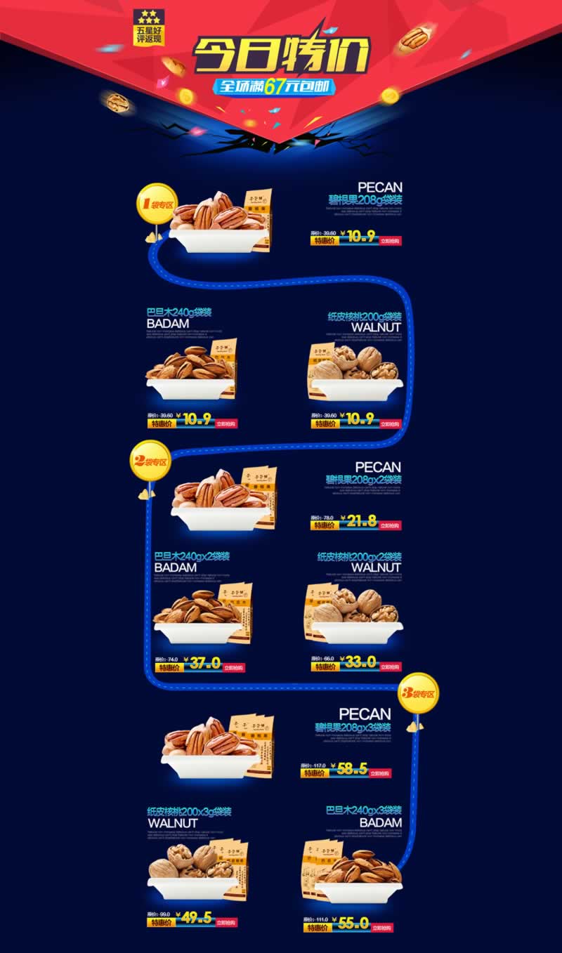 堅果零食小食品網店首頁裝修模板
